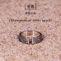 Original niche designThousands of miles awaylong distance love 925 sterling silver men and women couples ring personality creativity