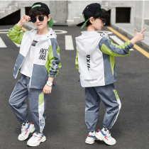 Boys spring clothing suit children sportswear 2024 new CUHK Scout boy fried street ruffians with three sets of damp