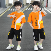 Boy Clothing Boy Summer Clothing Short Sleeve Suit 2022 New CUHK Child Foreign Air Trendy Children Thin cotton Two sets