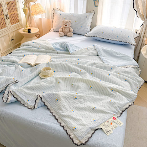 Class a Pure Cotton Lace-Edged Summer Quilt, Air-Conditioning Quilt, Pure Cotton Lace-Edged Quilt Core, Spring and Autumn Quilt, Machine Washable Thin Quilt 3