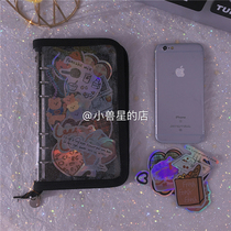 South Korea The*nce flat stand-in black transparent shiny pink zip detachable 6 holes loose leaf Bendiy chasing starkhand books