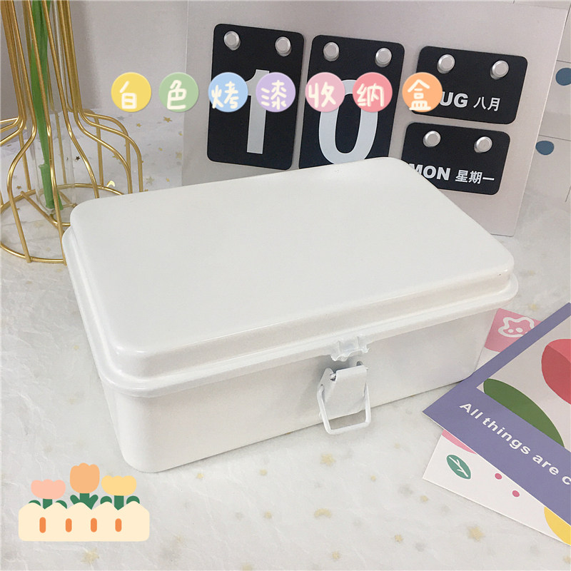 Desktop Stationery Containing Iron Case Baking Varnish Convenience Stick Ben Pure Color Diy Brief Teenage Girl Hearts Tape Jewelry Containing Iron Case