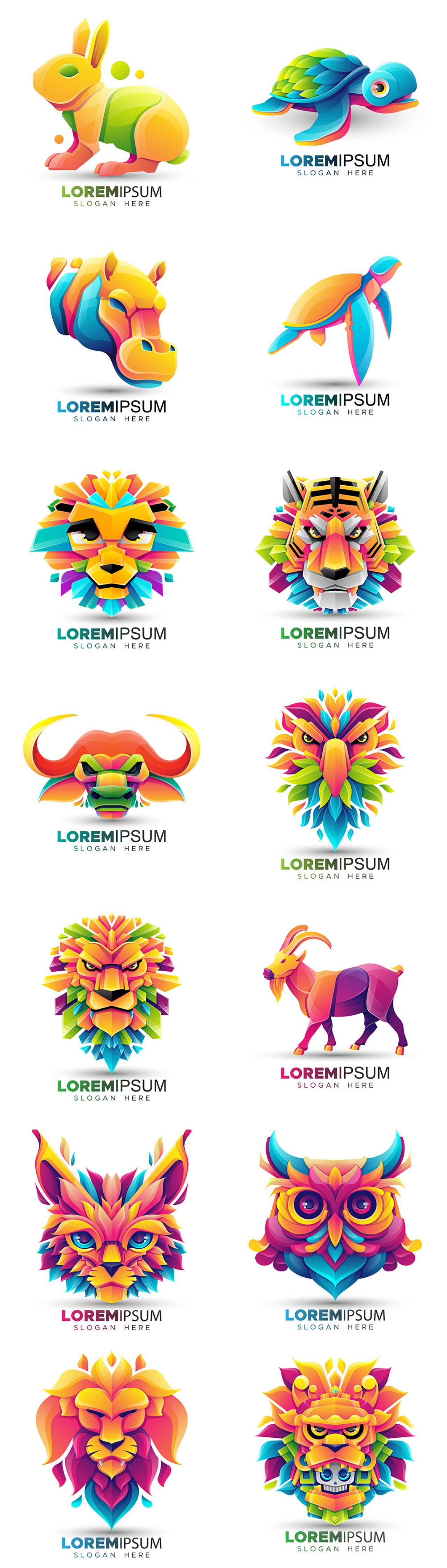 酷炫动物印花图案LOGO标志徽标ai矢量设计素材插图1