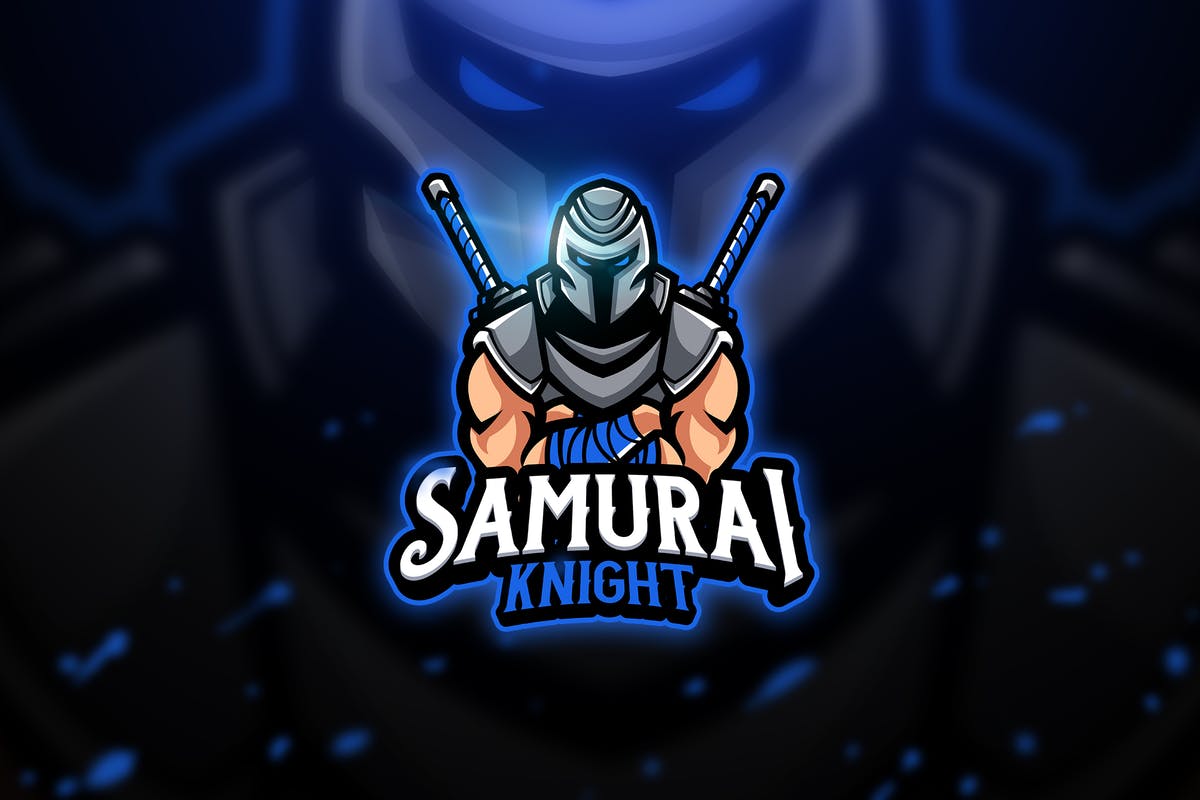 双刀骑士电子竞技队徽Logo模板 Samurai Knight – Mascot & Esport Logo