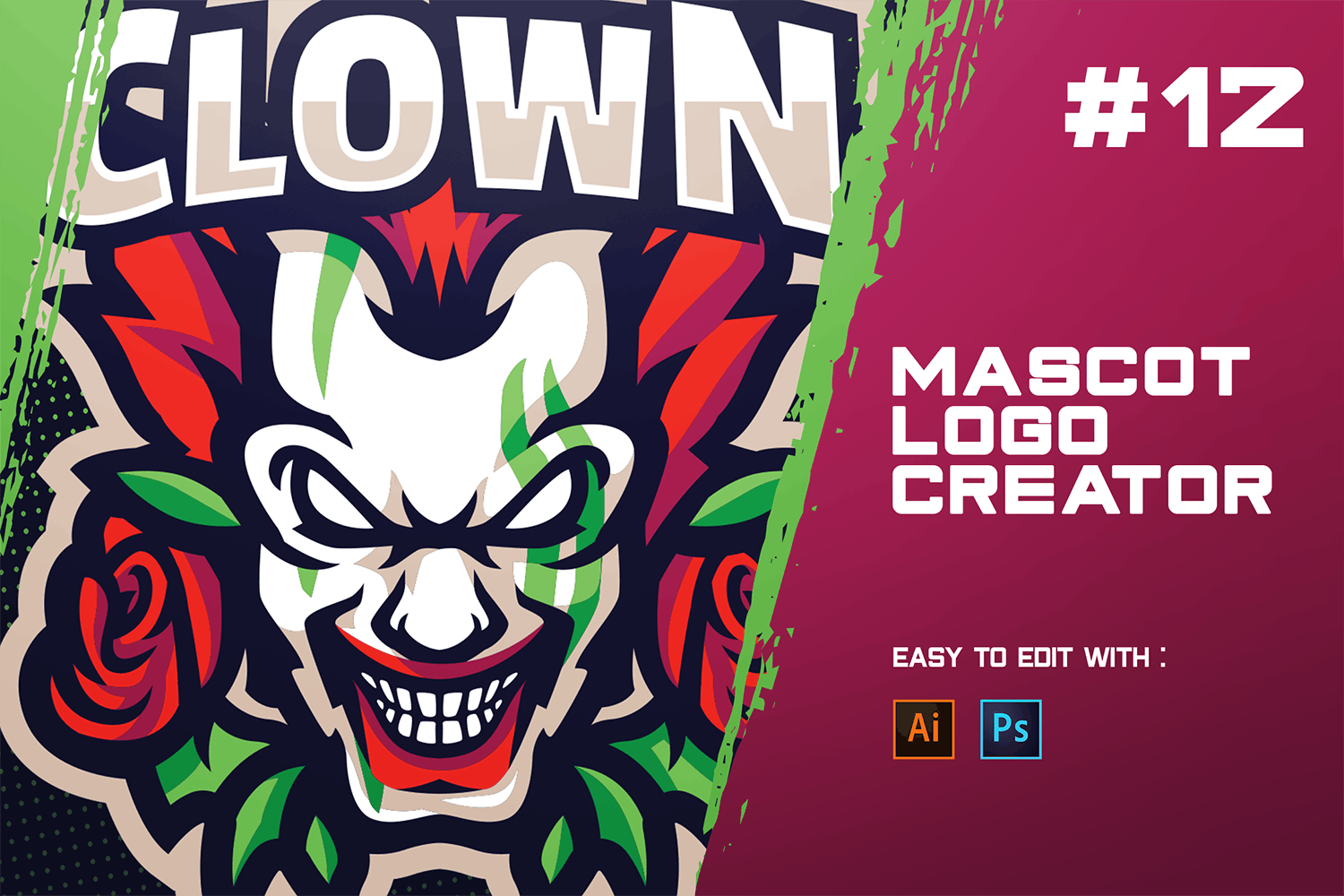 小丑电子竞技Logo模板 CLOWN – E-Sports Logo Creator