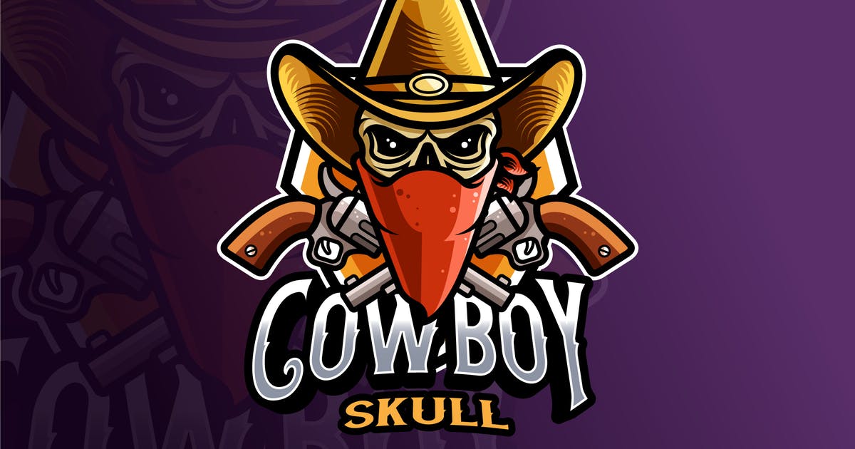 牛仔头骨电子竞技Logo设计模板 Cowboy Skull Logo Template