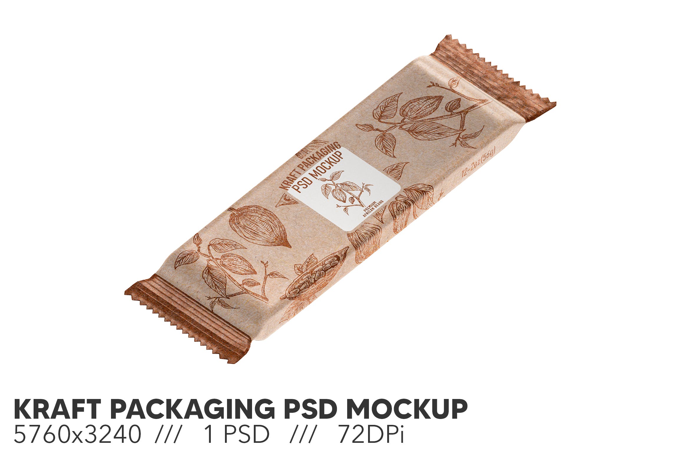 巧克力零食包装PSD样机模板 Kraft Packaging PSD Mockup