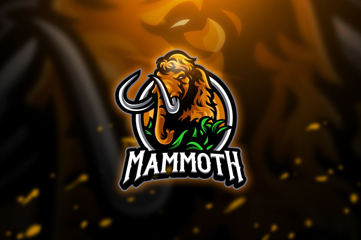 猛犸象电子竞技吉祥物Logo标志设计模板v3 Mammoth 3 – Mascot & Esport Logo