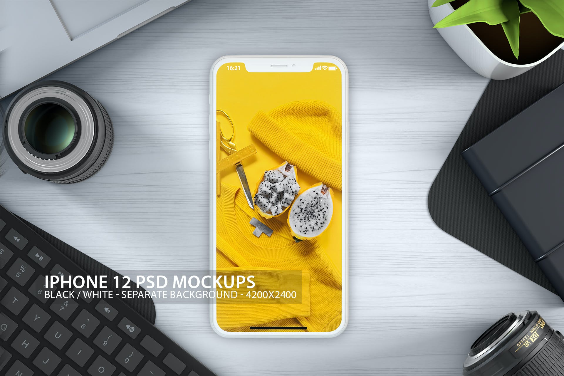 简约桌面背景iPhone12苹果手机psd样机模板v4 iPhone 12 PSD Mockups with Clean Background