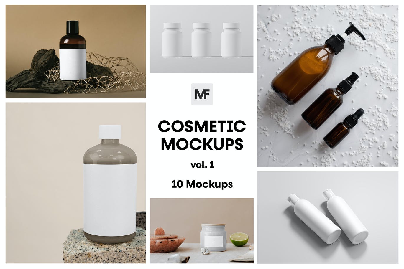 化妆品瓶包装标签设计样机模板v1 Cosmetic Packaging Mockups vol.1