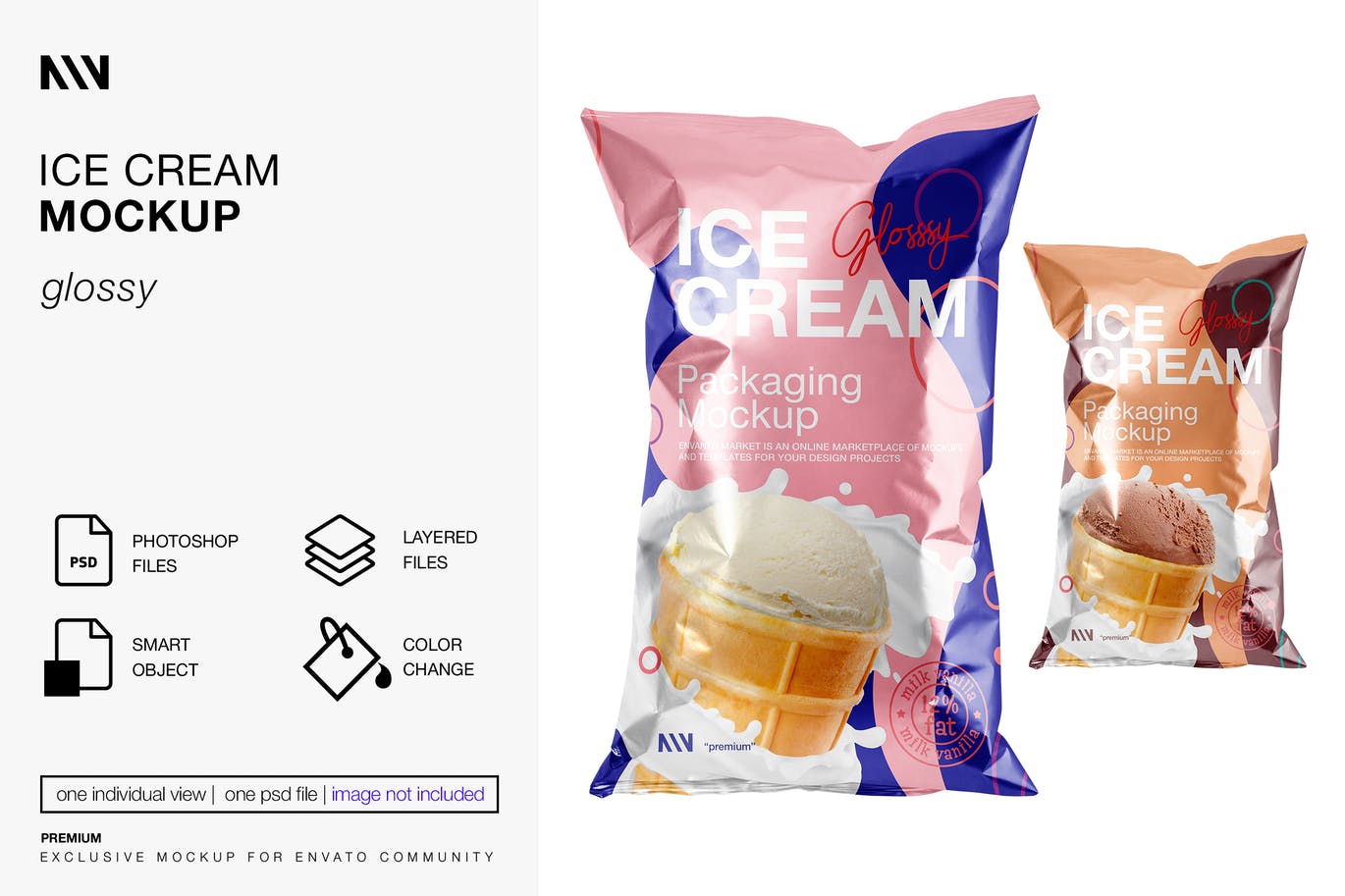 冰淇淋包装袋设计样机素材 Ice Cream Mockup