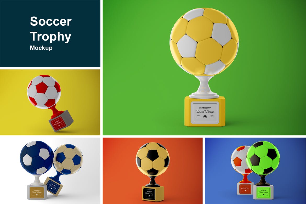 足球奖杯品牌Logo设计样机 (PSD)