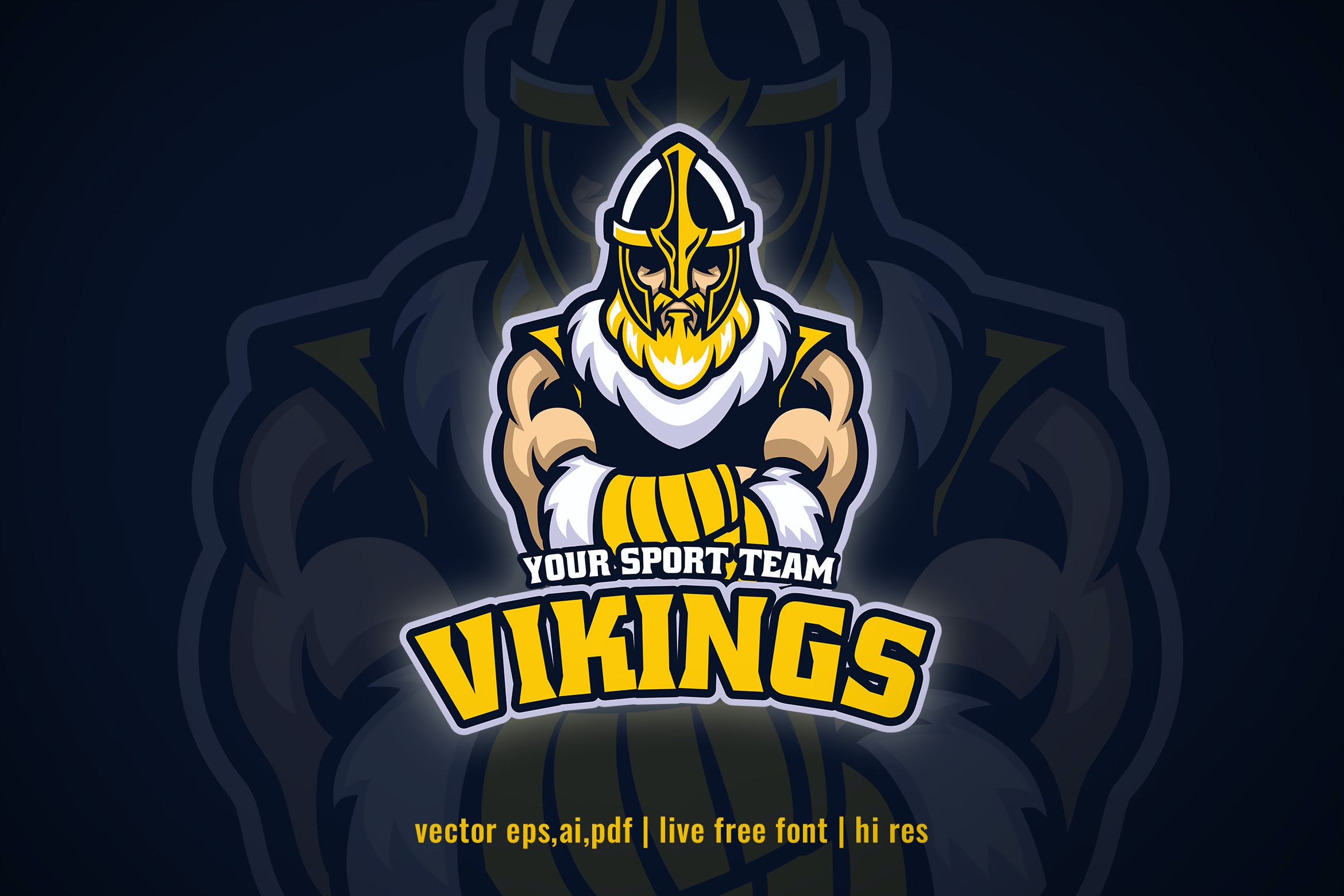 维京人电子竞技&体育Logo模板 viking warrior for sport and e-sport logo