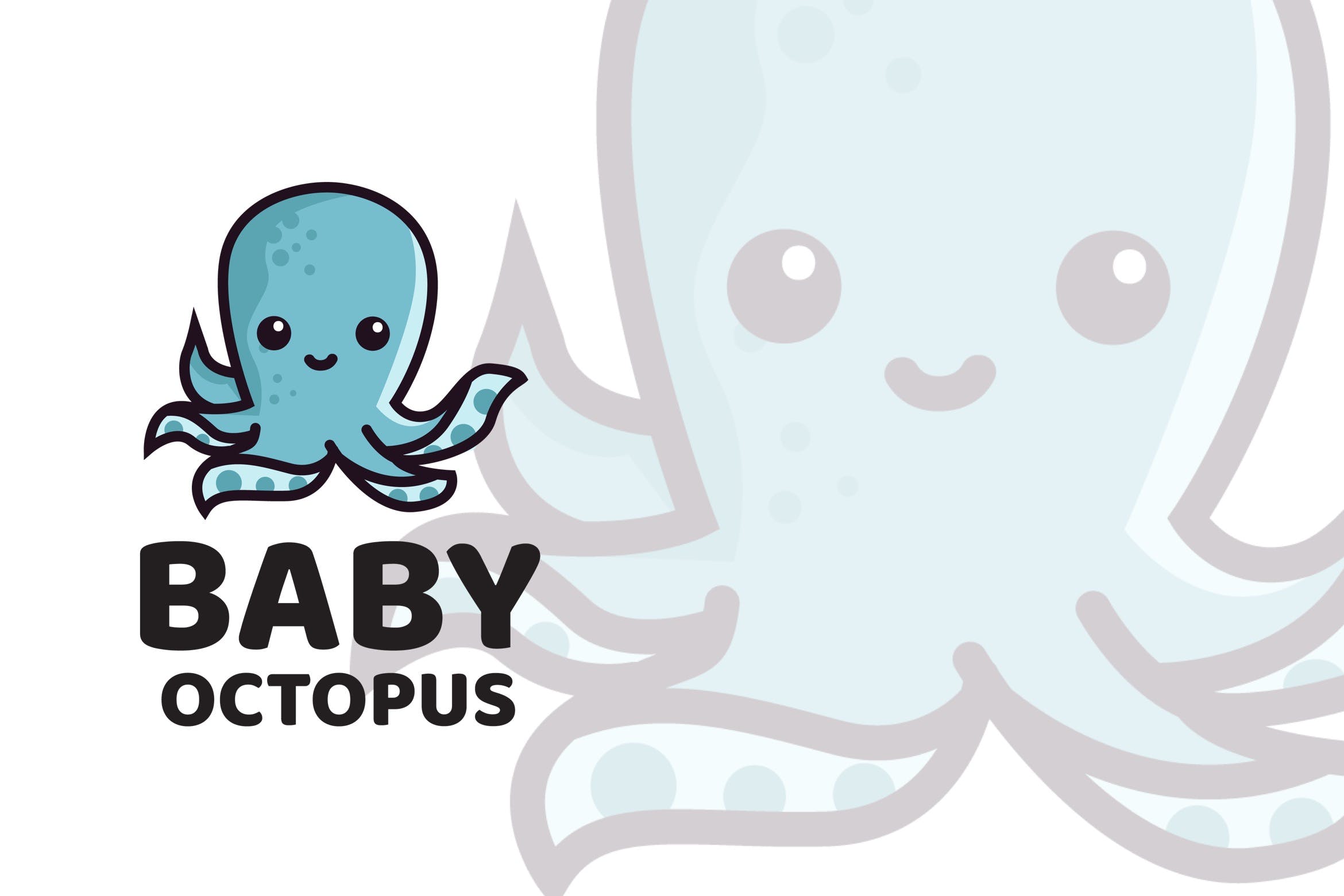 可爱标志设计系列-宝宝章鱼卡通动物形象Logo设计模板 Baby Octopus Cute Logo Template