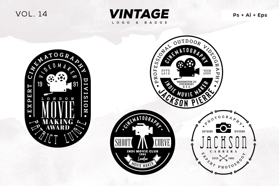 欧美复古设计风格品牌商标/Logo/徽章设计模板v14 Vintage Logo & Badge Vol. 14