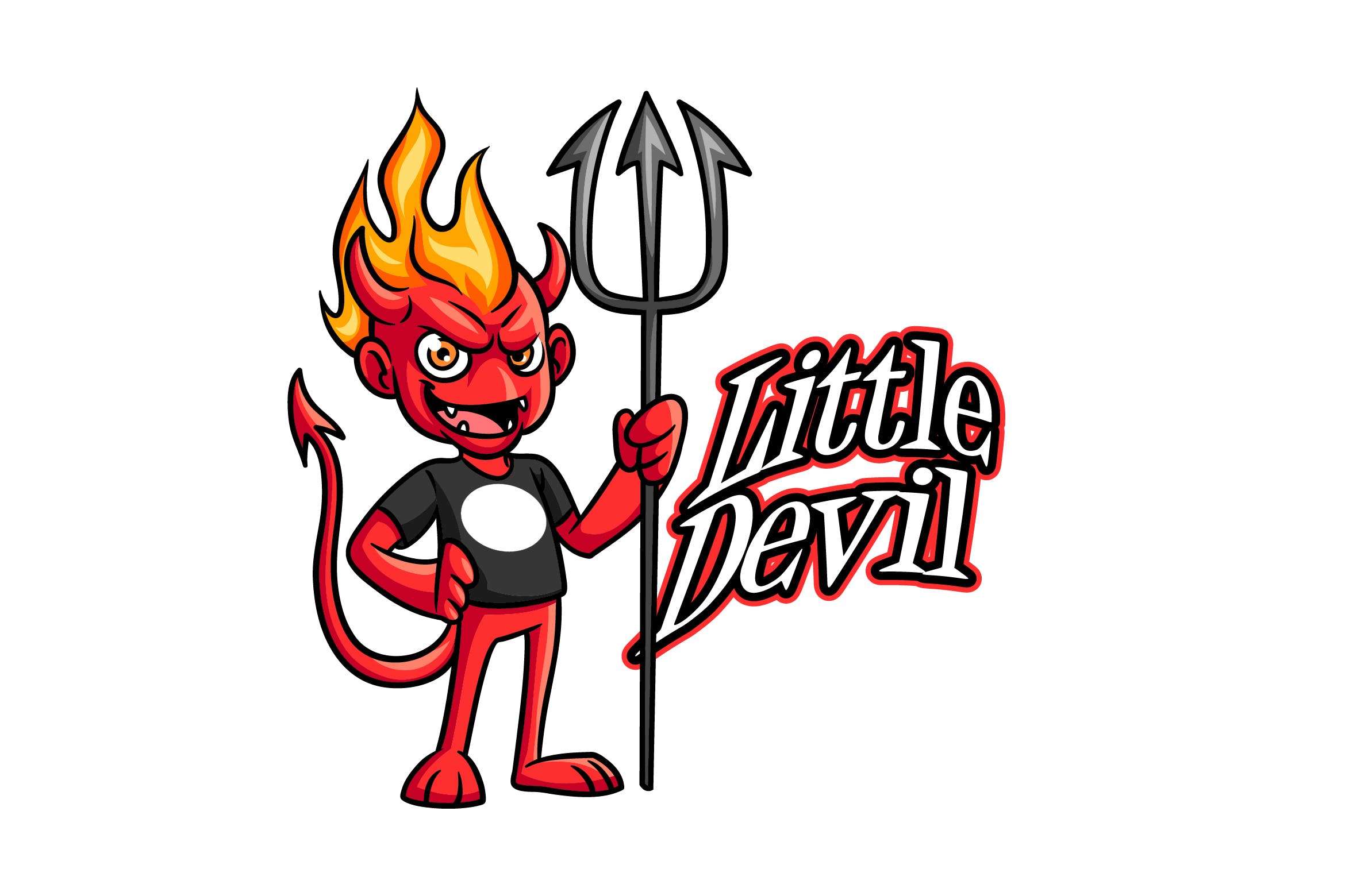 卡通小鬼吉祥物Logo标志设计模板 Cartoon Little Mean Devil Mascot Logo