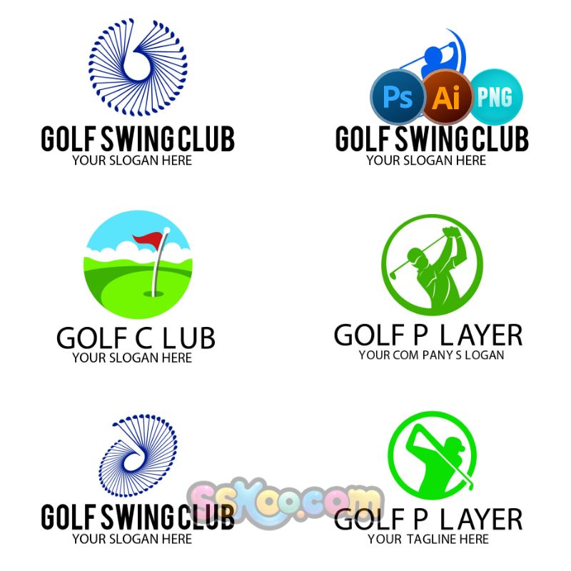 高尔夫运动印花图案LOGO标志徽标ai矢量png免抠psd设计素材