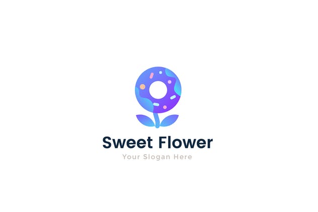 甜蜜花朵糖果店品牌Logo模板 Sweet Flower Candy Shop Logo Template