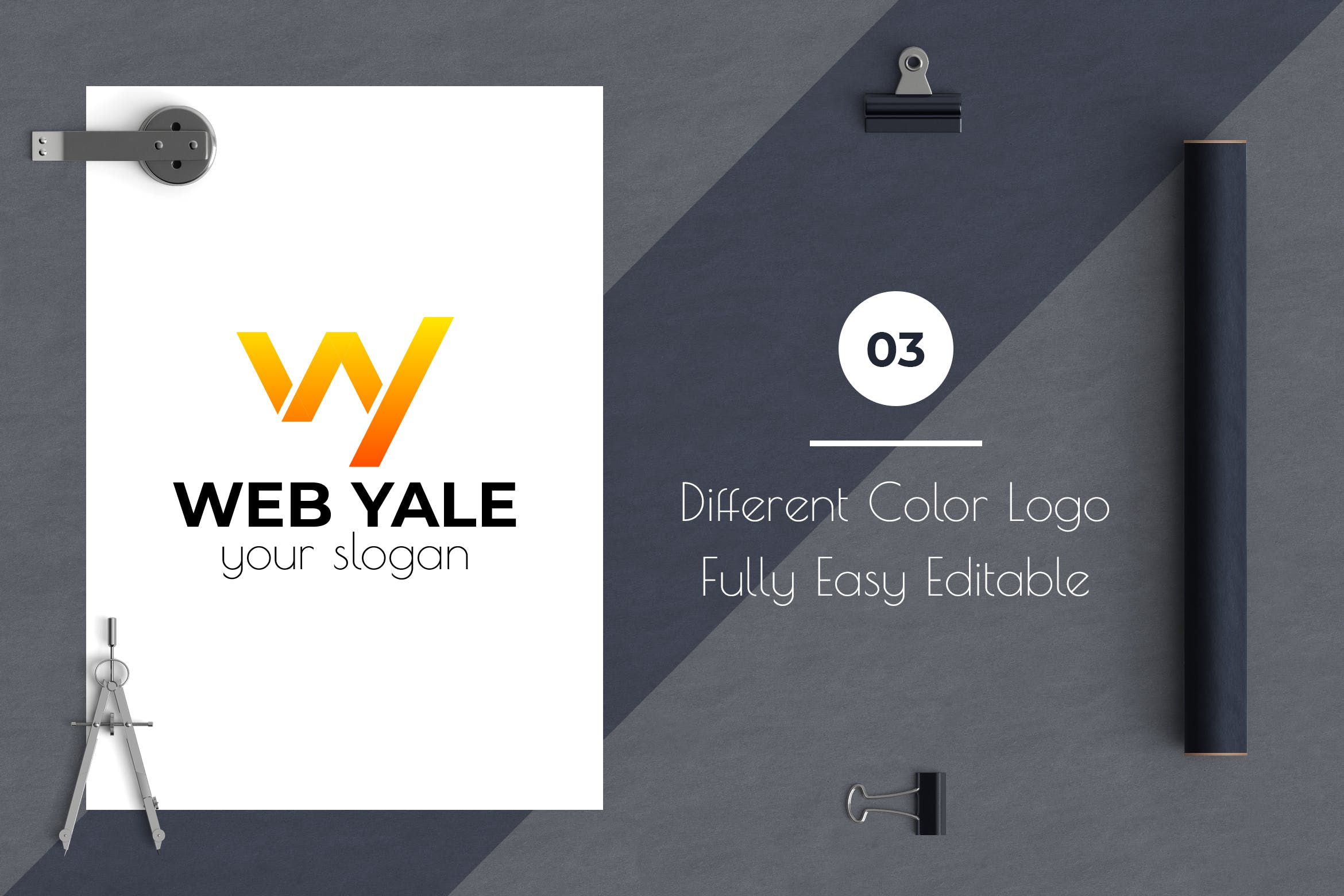 W&Y字母组合几何图形现代Logo设计模板 Web Yale Modern Logo Template