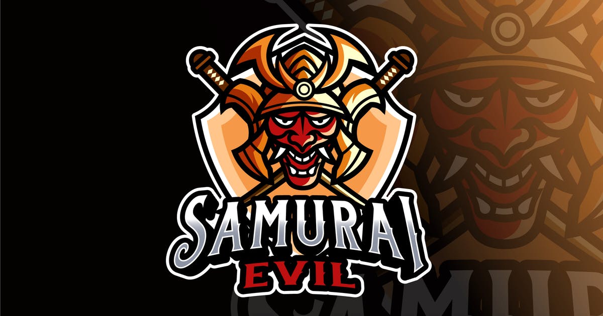 邪恶武士电子竞技Logo设计模板 Samurai Evil Logo Template