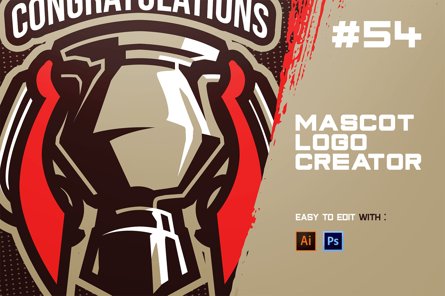 抽象奖杯电子竞技Logo设计模板 CONGRATULATIONS – E-Sports Logo Creator