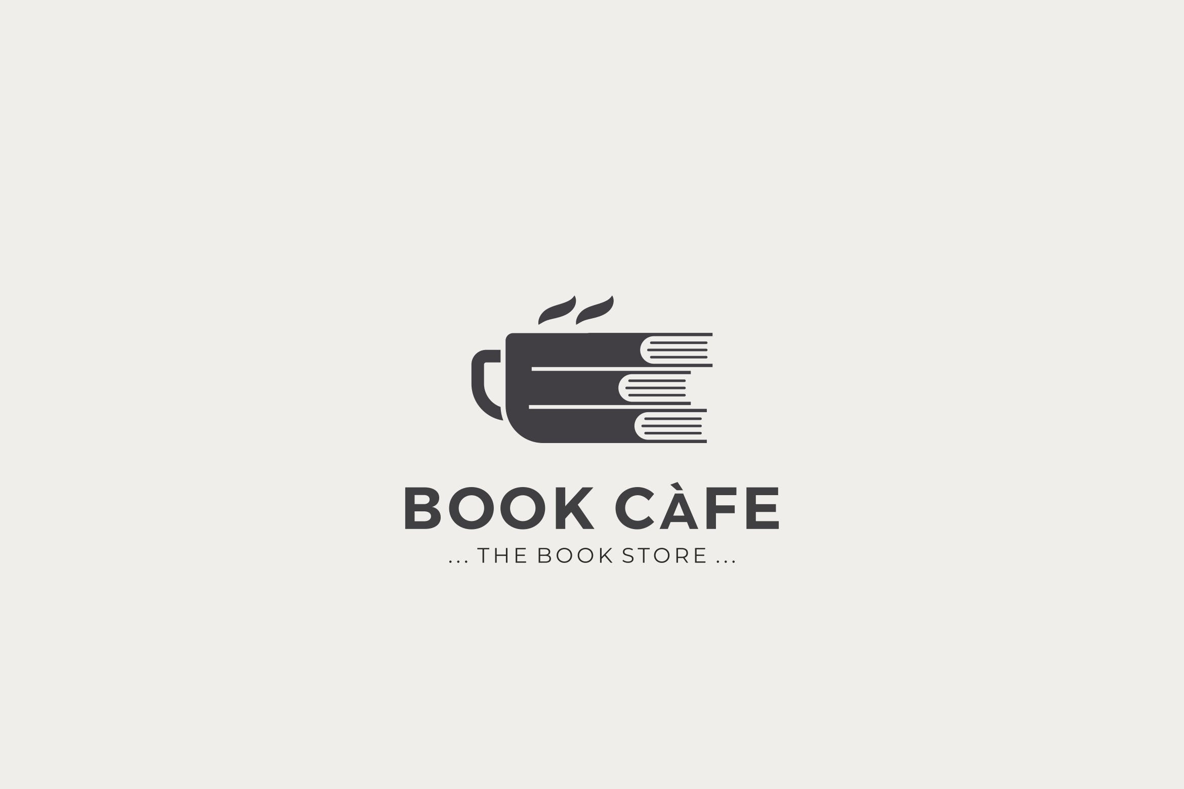 咖啡书店创意Logo标志设计模板 Book Cafe Logo