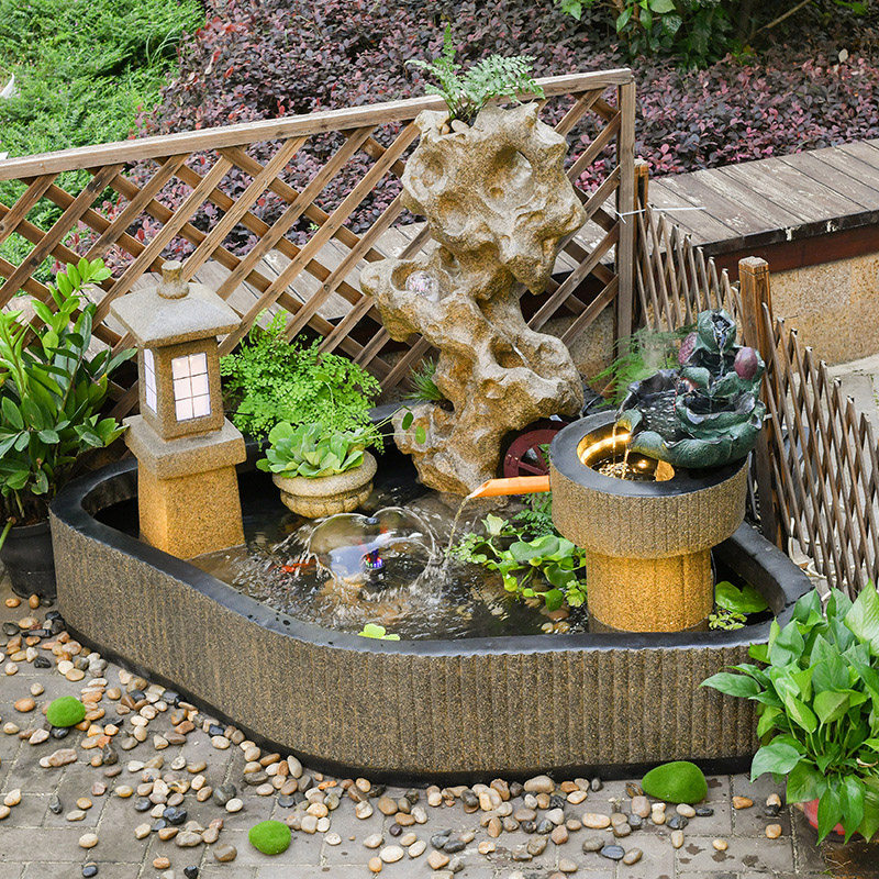 大型の人工岩石、流水噴水、庭園、中庭、別荘、バルコニー、屋外コーナー、滝、魚のいる池、造園の装飾品。