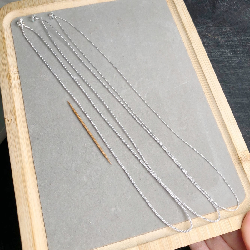 Ultra-Fine Handmade Light Gray Silver Thread Pendant Cord Jade Pendant Rope Anti-Allergy Clavicle Silver Chain Cord Ultra-Fine Handmade Light Gray Silver Thread Pendant Cord Jade Pendant Rope Anti-Allergy Clavicle Silver Chain Cord