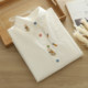 Small fresh literary cartoon embroidery rabbit radish pure cotton white shirt women's long-sleeved student loose version colorful button shirt