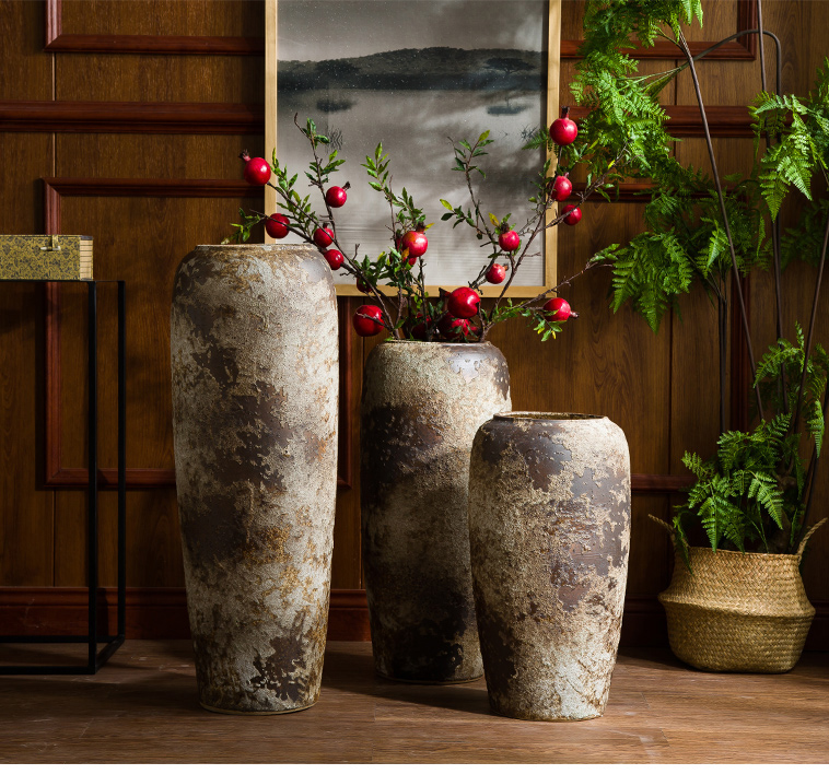 Ceramic furnishing articles of large vases, Chinese style restoring ancient ways is dried flower arranging flowers coarse pottery sitting room hotel villa pottery decoration