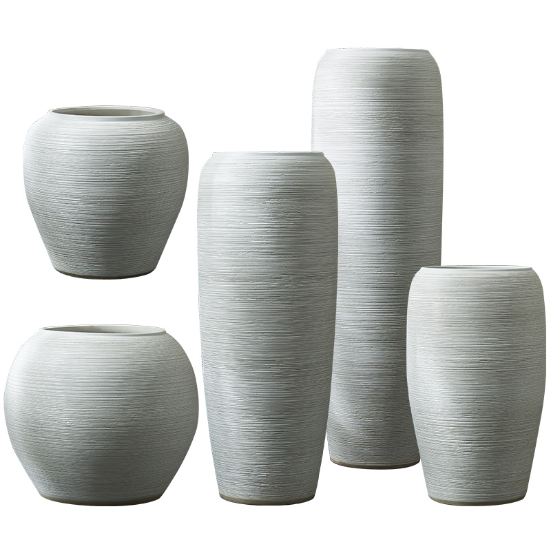 Jingdezhen ceramic vase of large sitting room dry flower arranging flowers furnishing articles contracted and I white clay flowerpots by hand