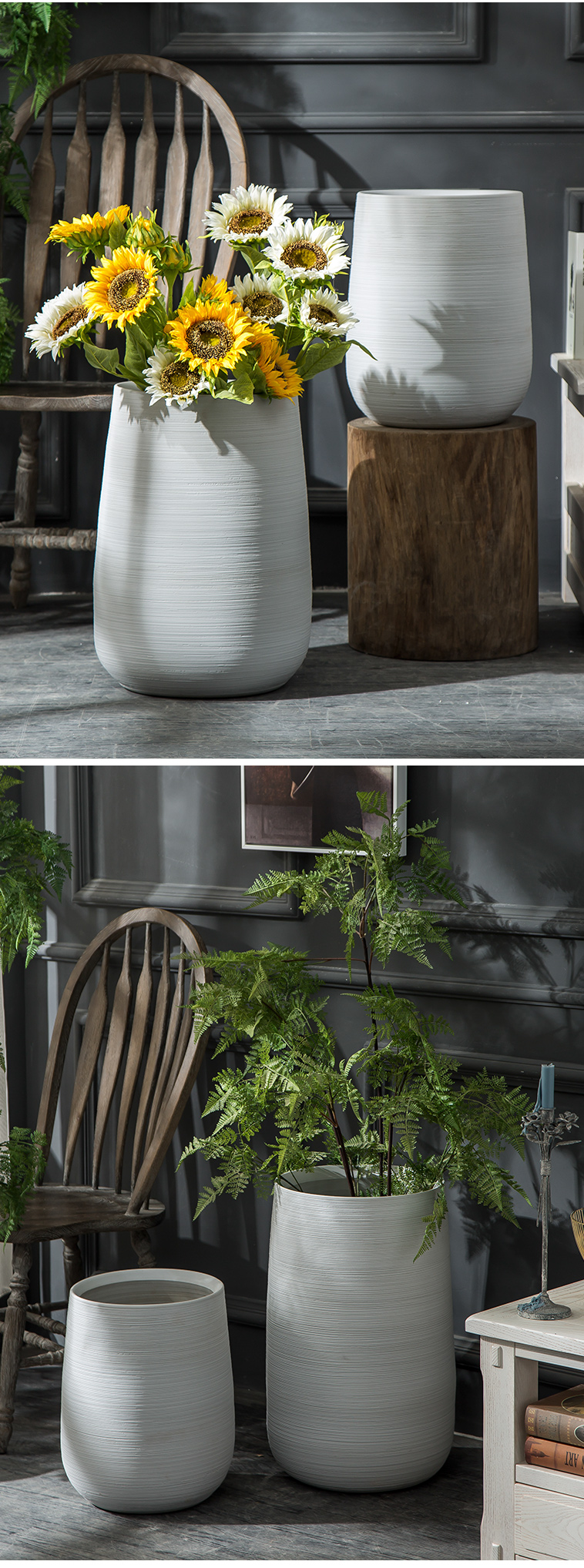 Nordic contracted VAT flowerpot garden large ceramic vase landing garden villa decoration place flowerpot flower bed