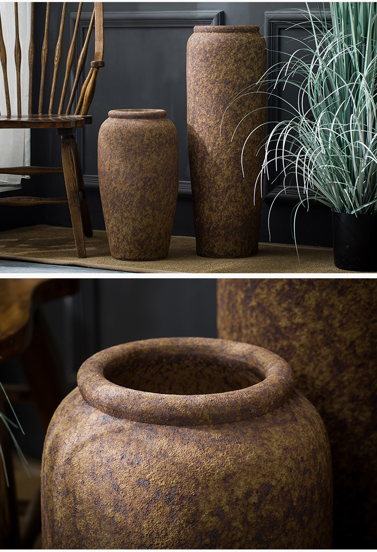 Landing a large vase Chinese style restoring ancient ways is dried flower arranging flowers vases sitting room hotel ceramic furnishing articles do old pottery by hand