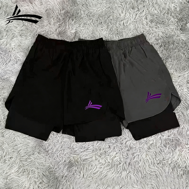 Volan's New Track and Field Training Quick-Drying Running Shorts for Men and Women, Sports Shorts with a Fake Two-Piece Design and Anti-Exposure Lining Volan's New Track and Field Training Quick-Drying Running Shorts for Men and Women, Sports Shorts with a Fake Two-Piece Design and Anti-Exposure Lining