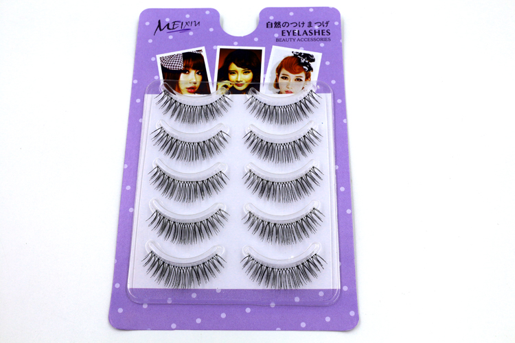 Meixiu B-06 Lông mi giả không sắc nét siêu tự nhiên 5 cặp công việc hàng ngày trang điểm đơn giản luôn luôn là lông mi giả - Lông mi giả lông mi giả nam châm