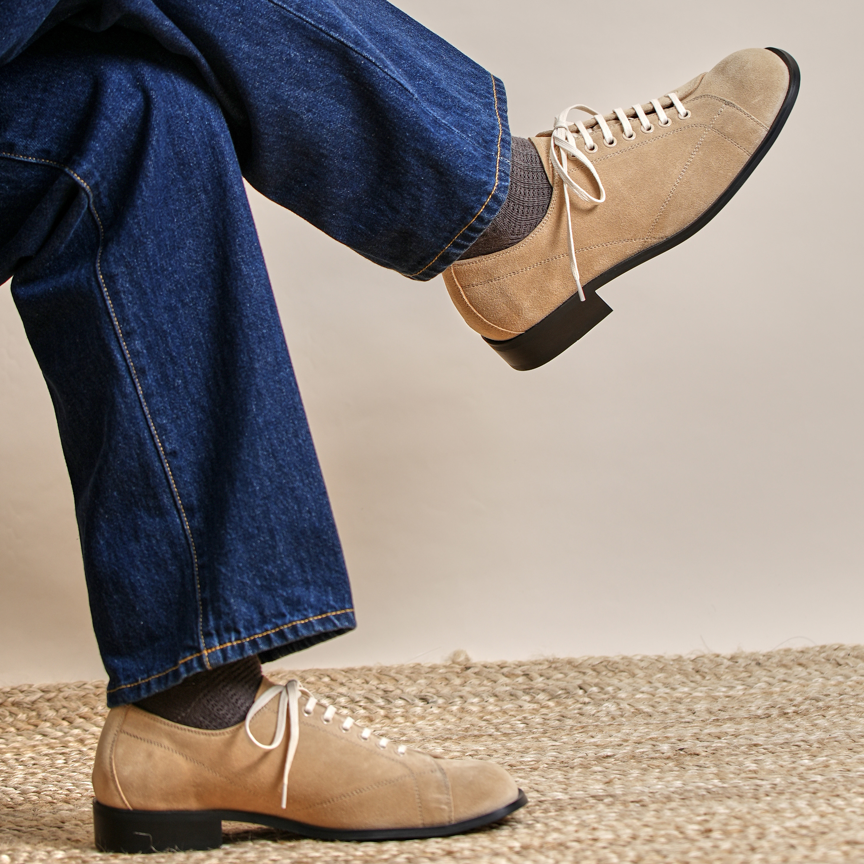 ZEYIMAKE メンズ ボウリングシューズ アメリカンレトロ メンズ ワークウェア 本革 万能 カジュアル 身長アップ 厚底シューズ