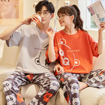 2021 New Couple Summer Pyjamas Womens Summer Pure Cotton Mens Pants Slim SPRING AND AUTUMN Home Suits Suit