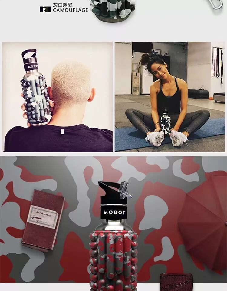 101FIT | USA Mobot Con lăn Massage thể thao Ấm siêu tốc Chai nước bằng thép không gỉ di động bình hút richell