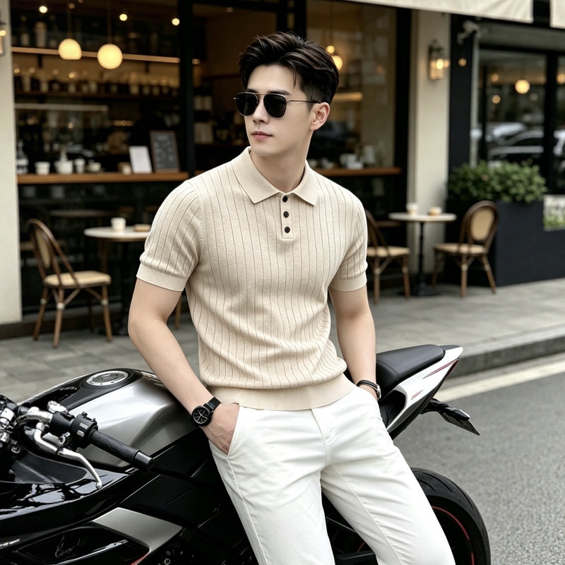 Old Money Style Knitwear Short-Sleeved Men's 2026 New Autumn Fashion High-End Cool and Stylish Polo Sweater