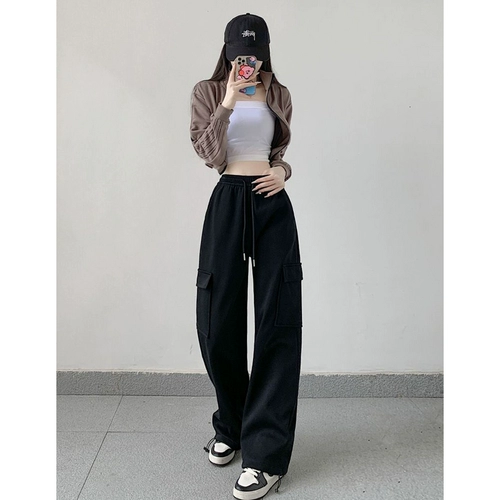 KF JeansWest, женская осень 2024, новый стиль, женская спортивная универсальная модная рабочая одежда, спортивные штаны с регулируемым краем