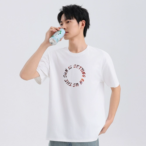 Весенняя трендовая двусторонная футболка, короткий рукав, в американском стиле, круглый воротник