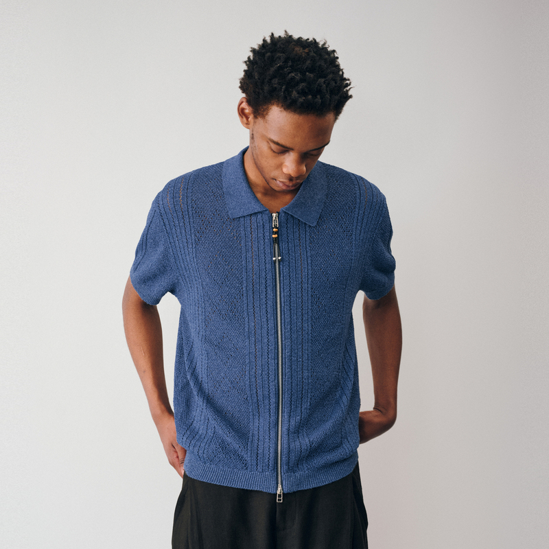 「Japanese Paper Yarn Perforated Knit」Openwork Shirt Nonradical