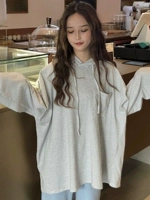 Sọc áo len trùm đầu của phụ nữ phần mỏng mùa xuân và mùa thu mới của Hàn Quốc phiên bản của hoang dã thường lỏng lẻo đầu dài tay áo sinh viên áo khoác shop quần áo nữ