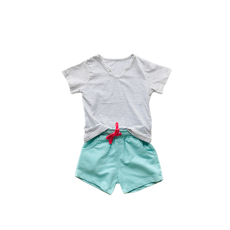 Summer trai Maya trẻ em và nam Và nam trung học cơ sở Kids Set ngắn tay Smock ngắn bông hai mảnh bộ SET0056.