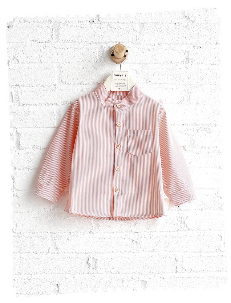 Mayas bé trai áo dài tay cotton bé trung học quý ông phong cách Anh cổ áo cổ áo mùa xuân và mùa thu 81305 thời trang trẻ em
