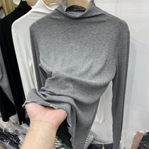 Europroduct Design Sensation Small crowdwood Agaric Side Pile Collar Thread Long Sleeves T-shirt Woman 2021 Autumn New Undershirt Blouse