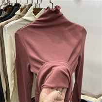 Ear-edged turtleneck plus thin suede brushed base shirt top womens 2020 autumn and winter new inner T-shirt Western style top