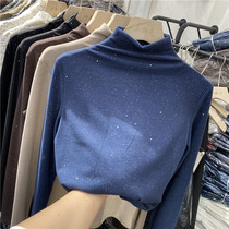 European goods double-sided velvet brushed bright silk semi-turtleneck base shirt womens 2020 autumn and winter new inner tie T-shirt Western style top