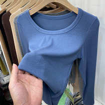 Eurcargo Design Sense Short height waist thread Long sleeves T-shirt woman 2022 Chunqiu New 100 hitch bottom shirt tide