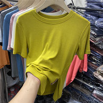 Eurogoods downswing open fork thread short sleeve T-shirt woman 2022 summer dress new design feel elastic and compassionate cardigan blouse